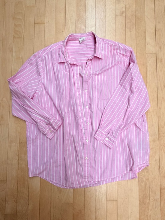 GAP Tops - GAP The BIG Shirt Pink Striped Button-Up Shirt